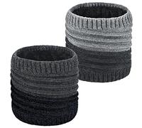 Schal Damen Herren Schlauchschal Winter Schal Warm Loop Schal Nackenwärmer Halswärmer Dick Fleece Schal Strick Halstuch Buff Schal Sport Schal Motorrad Fahrrad Joggen Ski(2pcs, Dunkelgrau+Hellgrau)