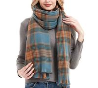 Schal Damen Kariert Bunte Weich Lange Schals mit Quasten,Winter Frühling Tuch Schal für Damen Schultertuch,Poncho Damen Warm Wrap Cape,Plaid Schal Blau Braun xxl