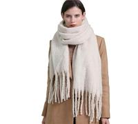 Schal Damen Winter Weich Verdickter Langer Schal Für Frauen Warmer Winter Künstlicher Kaschmir Großer Quastenschal （220 * 50 cm）