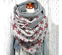 Schal Damen Winter Weihnachtsschal, Halstuch Damen, Dreieckstuch Damen, Kaschmir Schal mit Christmas Lustig Bedruckt Und Knopf Strick Dreieckschal Damen Bequem Wollschal Damen Musselintuch Herbstschal