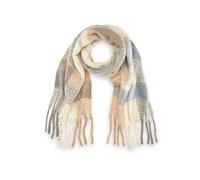 Schal LASCANA "Fransenschal, Winterschal, Damenschal, Modeschal, XXL-Schal", Damen, braun (beige, hellblau, ecru), Strick, Polyester, kariert, Modetücher Schal, aus kuscheligem, weichem Material (3046