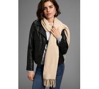Schal LAURA SCOTT, Damen, beige (creme), Web, Obermaterial: 100% Polyester, unifarben, Modetücher Schal, mit modischen Fransen in klassischen Unifarben - NEW (25837643-0) creme