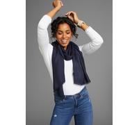 Schal LAURA SCOTT, Damen, blau (nachtblau), Web, Obermaterial: 100% Viskose, unifarben, Modetücher Schal, Schal-Tuch mit feinen Fransen - neue Farbe champagner (89433011-0) nachtblau