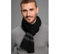 Schal MAN'S WORLD, Damen, schwarz, grau, Grobstrick, Obermaterial: 100% Polyacryl, colorblocking, gestreift, unifarben mit Farbeinsatz, Modetücher Schal, mit modischen Konstrast-Streifen - NEW (887831