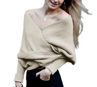 Schal Mit Ärmeln Für Damen Crossed V-Neck Pulloverschal Schultertuch Gestrickter Strickschal Warm Stola Elegant Bolero Mode Hohlraum Poncho Schulterjacke Boho Sweater Wrap Scarf Tücher Pashmina Schals