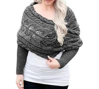 Schal mit Ärmeln Mollige Frauen Multifunktional Strickschal Pulloverschal Gestrickter Schal Sweater Herbst Winter Gestrickt Schals Twist Hollow Langarm Wrap Top Pashmina Schals Damenschal Übergröße