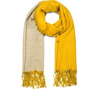 Schal STYLEBREAKER "2-Farbiger Schal mit Fransen", Damen, gelb (curry, grau), Obermaterial: 70% Viskose CV. 30% Wolle WO., Modisch, Modetücher Schal (48300024-0) curry, grau