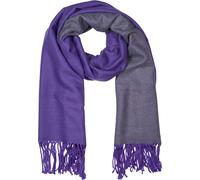 Schal STYLEBREAKER "2-Farbiger Schal mit Fransen", Damen, lila (violett, dunkelgrau), Obermaterial: 70% Viskose CV. 30% Wolle WO., Modisch, Modetücher Schal (67633827-0) violett, dunkelgrau