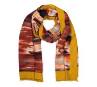 Schal STYLEBREAKER "Plissierter Schal mit Pinselstrich Muster", Damen, gelb (curry, bordeaux, beige), Obermaterial: 100% Polyester PES., Modisch, Modetücher Schal (96899417-0) curry, bordeaux, beige
