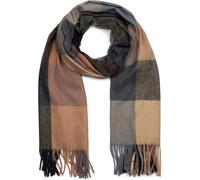 Schal STYLEBREAKER "Weicher karierter Schal mit Fransen", Damen, braun (braun, schwarz, grau), Obermaterial: 100% Viskose CV., Modisch, Modetücher Schal (12360109-0) braun, schwarz, grau