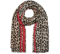 Schal STYLEBREAKER "Weicher Schal mit Leoparden Print und Streifen", Damen, braun (braun, rot), Obermaterial: 50% Viskose CV. 50% Baumwolle CO., Modisch, Modetücher Schal (59732507-0) braun, rot