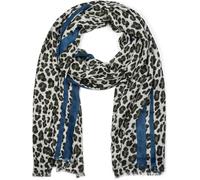Schal STYLEBREAKER "Weicher Schal mit Leoparden Print und Streifen", Damen, grün (oliv, blau), Obermaterial: 50% Viskose CV. 50% Baumwolle CO., Modisch, Modetücher Schal (73137449-0) oliv, blau