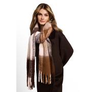 Schal TOM TAILOR, Damen, braun (braun big check), Strick, Polyester, Modetücher Schal, mit Logo Stickerei (37316116-0) braun big check
