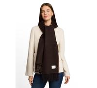 Schal TOM TAILOR, Damen, braun (java schwarz braun), Web, Materialmix, Modetücher Schal, mit Fransen (53111734-0) java schwarz braun