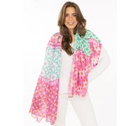 Schal ZWILLINGSHERZ "Flower Block", Damen, multi, Web, Polyester, Modetücher Schal, Florales Muster mit Schriftzug, transparent (58395203-0) multi