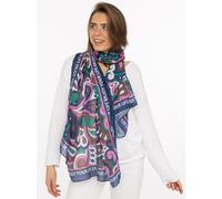 Schal ZWILLINGSHERZ "Flower Paisley", Damen, grün, Web, Obermaterial: 100% Polyester, Modetücher Schal, farbenfroh, transparent, mit Schriftzug (82228136-0) grün