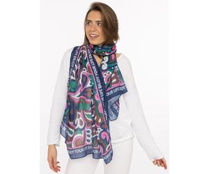 Schal ZWILLINGSHERZ "Flower Paisley", Damen, grün, Web, Obermaterial: 100% Polyester, Modetücher Schal, farbenfroh, transparent, mit Schriftzug (82228136-0) grün