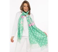 Schal ZWILLINGSHERZ "Grafischer Paisley", Damen, mint, Web, Obermaterial: 100% Polyester, Modetücher Schal, Mustermix, Schriftzug und Fransen (79001530-0) mint