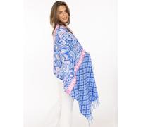 Schal ZWILLINGSHERZ "Grafischer Paisley", Damen, royalblau, Web, Obermaterial: 100% Polyester, Modetücher Schal, Mustermix, Schriftzug und Fransen (71971061-0) royalblau