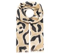 Schal ZWILLINGSHERZ "Großer Leo", Damen, beige, Web, Obermaterial: 100% Polyester, Modetücher Schal, großes Leomuster, Fransen an den Enden (76745919-0) beige