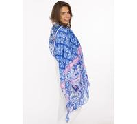 Schal ZWILLINGSHERZ "Happiness is all we need", Damen, royalblau, Web, Obermaterial: 100% Polyester, Modetücher Schal, Florales Mustermix, transparent (99164459-0) royalblau