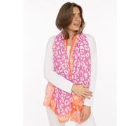 Schal ZWILLINGSHERZ "Leo Dreams", Damen, pink, Web, Obermaterial: 100% Polyester, Modetücher Schal, Leomuster und Schriftzug, transparenter Look (19384307-0) pink