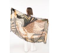 Schal ZWILLINGSHERZ "Leopard", Damen, schwarz, Web, Obermaterial: 100% Polyester, Modetücher Schal, transparent, Leomuster (96446723-0) schwarz