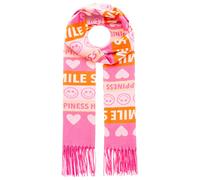 Schal ZWILLINGSHERZ "Smile and Hearts", Damen, pink, Web, Obermaterial: 100% Polyester, Modetücher Schal, mit Fransen, fröhlichem Schriftzug, Herzen (53949106-0) pink