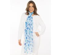 Schal ZWILLINGSHERZ "Smiles", Damen, blau, Web, Obermaterial: 100% Polyester, Modetücher Schal, transparenter Look, fröhliche Gesichter (96793760-0) blau