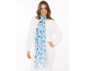 Schal ZWILLINGSHERZ "Smiles", Damen, blau, Web, Obermaterial: 100% Polyester, Modetücher Schal, transparenter Look, fröhliche Gesichter (96793760-0) blau