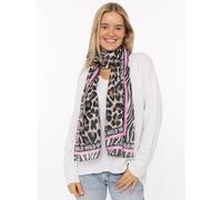 Schal ZWILLINGSHERZ "Viskose Mix "Leo Classic"", Damen, beige, Obermaterial: 80% Polyester, 20% Viskose, Modetücher Schal, Schal mit Schriftzug und angesagtem Leomuster (91498516-0) beige