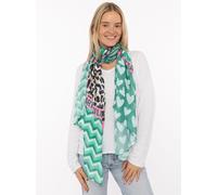 Schal ZWILLINGSHERZ "Viskose Mix "Wild Heart Mix"", Damen, grün, Obermaterial: 80% Polyester, 20% Viskose, Modetücher Schal, leichter Schal mit Herz und Leo Motiv (76616158-0) grün