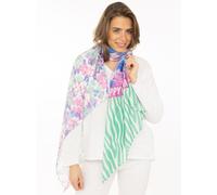 Schal ZWILLINGSHERZ "Wild and Happy", Damen, multi, Web, Obermaterial: 100% Polyester, Modetücher Schal, bunter Mustermix, Schriftzug, transparent (52677104-0) multi