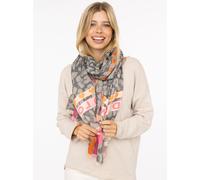 Schal ZWILLINGSHERZ ""Wild Love"", Damen, grau, Obermaterial: 100% Polyester, Modetücher Schal, trendiger Schal mit Herzen und Schriftzug (39263510-0) grau