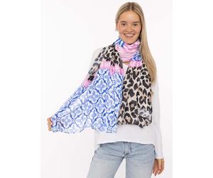 Schal ZWILLINGSHERZ "Zitronen Mosaik ", Damen, blau, Web, Obermaterial: 80% Polyester, 20% Viskose, Modetücher Schal, farbenfrohes Muster mit Zitronen, Schriftzug (17754056-0) blau