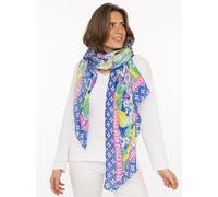 Schal ZWILLINGSHERZ "Zitronen Mosaik ", Damen, royalblau, Web, Obermaterial: 100% Polyester, Modetücher Schal, farbenfrohes Muster mit Zitronen, Schriftzug (86009216-0) royalblau