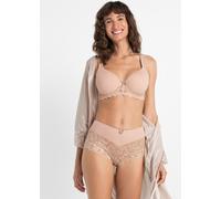 Schalen-BH BONPRIX "Schalen-BH mit gepolsterten Trägern", Damen, Gr. 100, Cup C, beige (mattbeige), Obermaterial: 80% Polyamid, 20% Elasthan. Futter: 100% Polyester. Spitze: 90% Polyamid, 10% Elasthan