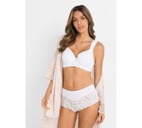 Schalen-BH BONPRIX "Schalen-BH mit gepolsterten Trägern", Damen, Gr. 80, Cup E, weiß, Obermaterial: 80% Polyamid, 20% Elasthan. Futter: 100% Polyester. Spitze: 90% Polyamid, 10% Elasthan, BHs Schalen-