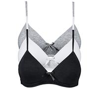 Schalen-BH BONPRIX "Schalen BH ohne Bügel mit Baumwolle (3er Pack)", Damen, Gr. 85, Cup C, schwarz (schwarz, weiß, graumelange), Obermaterial: 95% Baumwolle, 5% Elasthan. Futter: 100% Polyester, BHs S