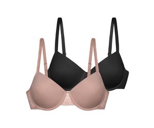 Schalen-BH DORINA "Nadia", Damen, Gr. 70, Cup D, schwarz (pink, schwarz), Microtouch, Obermaterial: 58% Polyamid, 32% Polyester, 10% Elasthan, unifarben, BHs Schalen-BH, Curves, mit Power-Mesh, Spitze