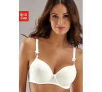 Schalen-BH LASCANA "Aurora", Damen, Gr. 70, Cup E, beige (creme), Microtouch, Obermaterial: 53% Polyamid, 38% Polyester, 9% Elasthan, BHs Schalen-BH, mit Bügel und zarter Spitze, Dessous (65494619-70)