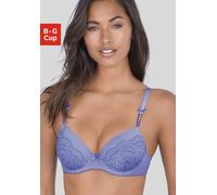 Schalen-BH LASCANA "Aurora", Damen, Gr. 75, Cup E, kornblumenblau, Microtouch, Obermaterial: 53% Polyamid, 38% Polyester, 9% Elasthan, BHs Schalen-BH, mit Bügel und zarter Spitze, Dessous (99131818-75