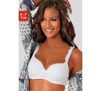 Schalen-BH LASCANA "BH mit Bügel, Dirndl-BH, Wanda", Damen, Gr. 100, Cup E, weiß, Spitze, Obermaterial: 75% Polyamid, 20% Polyester, 5% Elasthan, BHs Schalen-BH, mit seitlicher Stickerei Spitze, als D