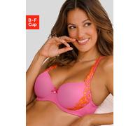 Schalen-BH LASCANA "BH mit Bügel, Dirndl-BH, Wanda", Damen, Gr. 80, Cup D, pink (pink, orange), Spitze, Obermaterial: 75% Polyamid, 20% Polyester, 5% Elasthan, BHs Schalen-BH, mit seitlicher Stickerei