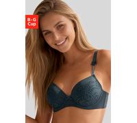 Schalen-BH LASCANA "BH mit Bügel, Spitzen-BH, Aurora", Damen, Gr. 90, Cup G, blau (petrol), Microtouch, Obermaterial: 53% Polyamid, 38% Polyester, 9% Elasthan, BHs Schalen-BH, als Dessous-Set kombinie