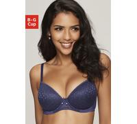 Schalen-BH LASCANA, Damen, Gr. 100, Cup B, blau (marine), Spitze, Obermaterial: 86% Polyamid, 14% Elasthan, klassisch, BHs, mit Spitze über nahtlosen Cups, auf Formbügel, Dessous (74518146-100) marine