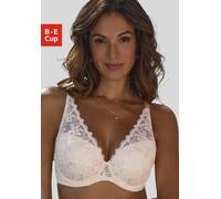 Schalen-BH LASCANA, Damen, Gr. 105, Cup E, rosa (rosé, creme), Obermaterial: 60% Polyamid, 20% Elasthan, 20% Polyester, BHs Schalen-BH, mit Bügel in High-Apex-Schnittform aus Stickereispitze, sexy Des