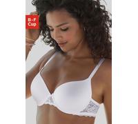 Schalen-BH LASCANA, Damen, Gr. 70, Cup F, weiß, Spitze, Obermaterial: 86% Polyamid, 8% Polyester, 6% Elasthan, BHs Schalen-BH, mit Bügel und hübschem Spitzenrücken, sexy Dessous (95527008-70) weiß