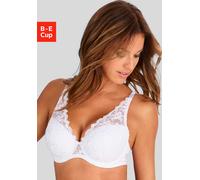 Schalen-BH LASCANA, Damen, Gr. 75, Cup B, weiß, Obermaterial: 60% Polyamid, 20% Elasthan, 20% Polyester, BHs Schalen-BH, mit Bügel in High-Apex-Schnittform aus Stickereispitze, sexy Dessous (43859862-