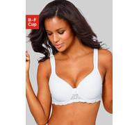 Schalen-BH LASCANA, Damen, Gr. 75, Cup D, weiß, Microtouch, Obermaterial: 85% Polyamid, 15% Elasthan, BHs Schalen-BH, mit Bügel, nahtlos vorgeformte Cups, Spitzendetails, Dessous, Topseller (774087-75